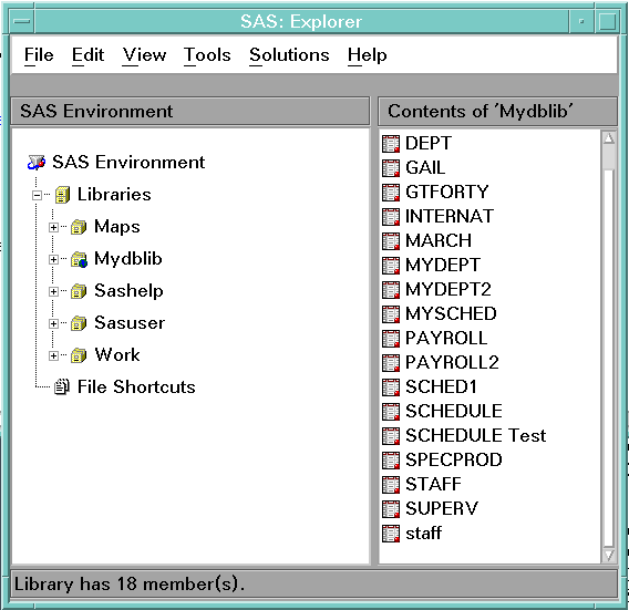 [SAS Explorer Window Listing Case-Sensitive DBMS Objects]