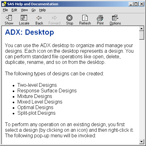 help window