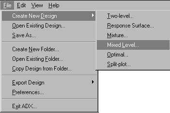 create mixed-level design menu item