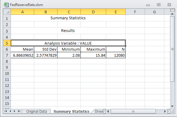 Initial results from the Summary Statistics task