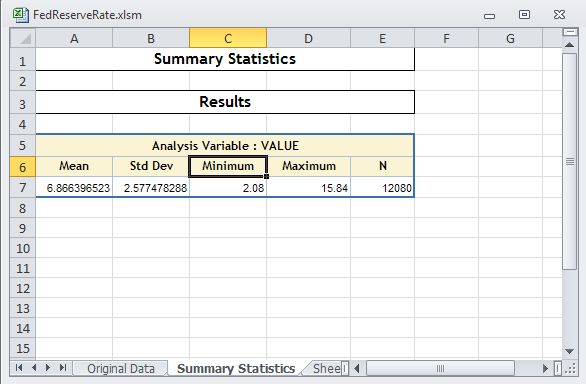 Results from the Summary Statistics task using the Seaside style