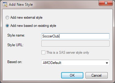 Creating the new SoccerClub style in the Add New Style dialog box