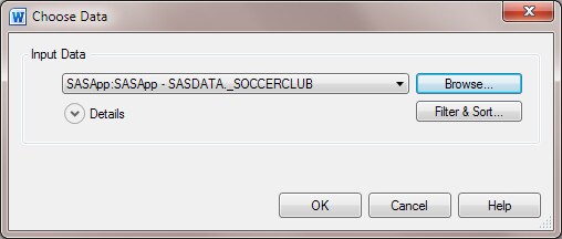 Choose Data dialog box with the _SOCCERCLUB data set selected