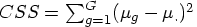 CSS = \sum_{g=1}^G (\mu_g - \mu_.)^2