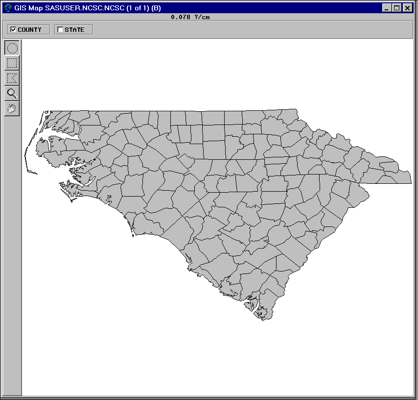 Initial Display of Imported SAS/GRAPH Map
