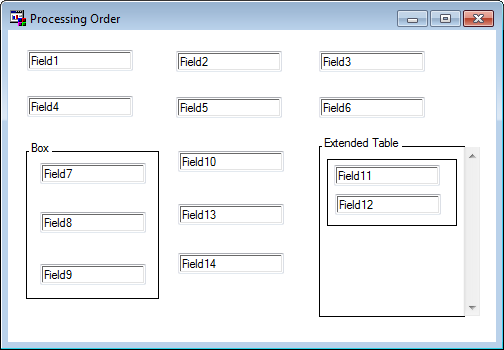Frame with several fields