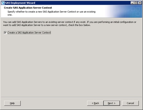 Create SAS Application Server Context page
