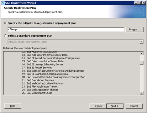 SAS Deployment Wizard Specify Configuration Information dialog box