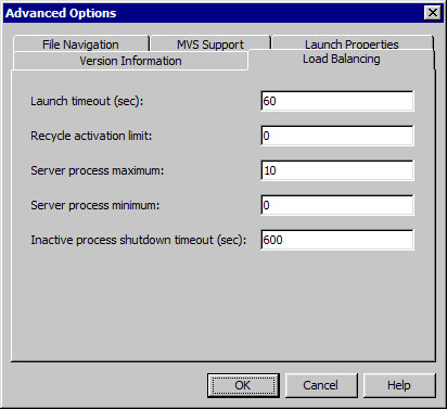 Advanced Options Dialog Box in SAS Management Console