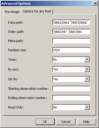 The Options for Any Host Tab in the Advanced Options Dialog
Box for an SPD Engine Library