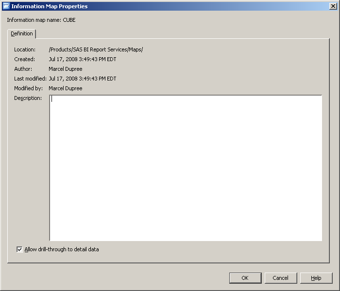 Figure showing the Information Map Properties dialog box