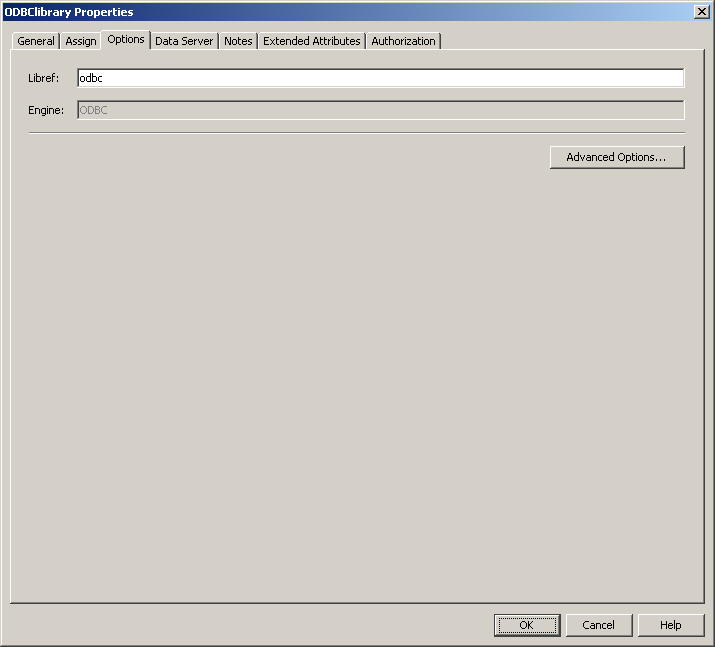 Figure showing the Options tab for a library properties dialog box
