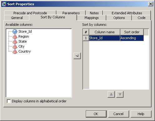 The Sort by Columns Tab in the Sort Properties Dialog Box
