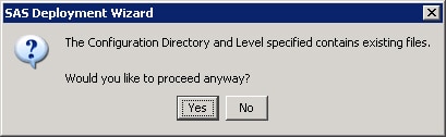 Configuration Directory confirmation dialog box