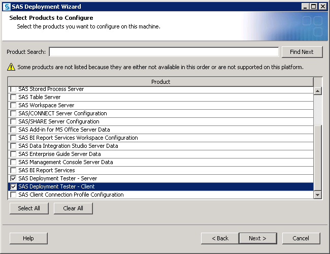 Select Products to Configure page
