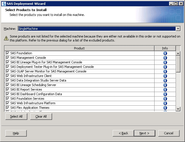 [Select Products to Install wizard page]