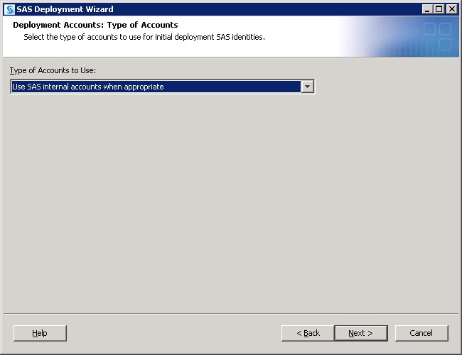 Deployment Accounts wizard page