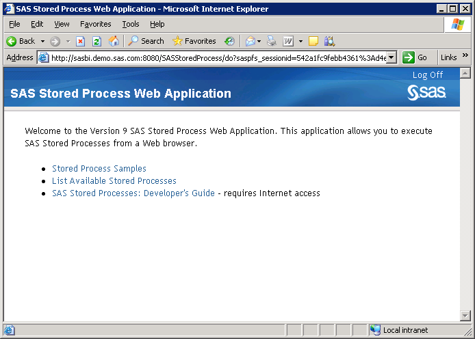 SAS Stored Process Web Application