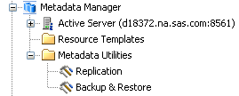 [Metadata Manager tree of SAS Management Console]
