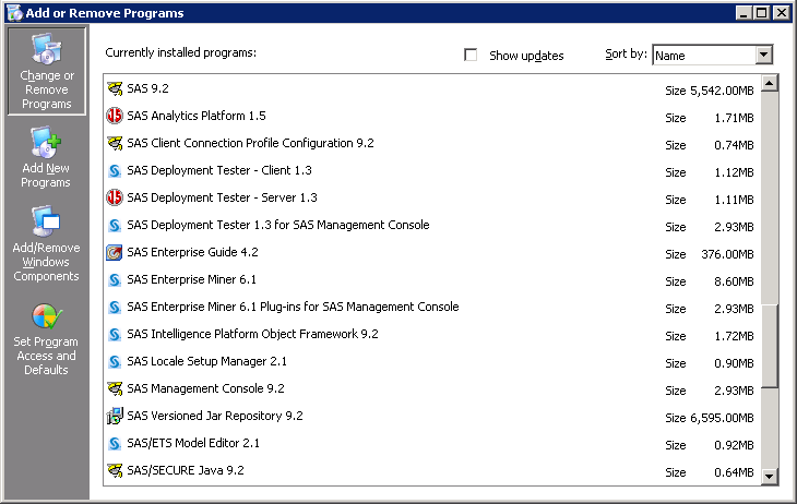 [SAS Programs Installed Using the Enterprise Miner, One Machine Deployment Plan]