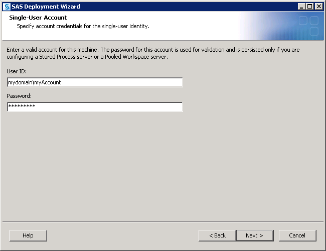 [Single-User Account page]