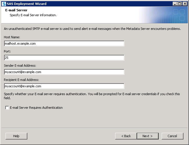 [E-mail Server page]