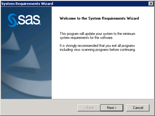 [System Requirements Wizard Welcome page]