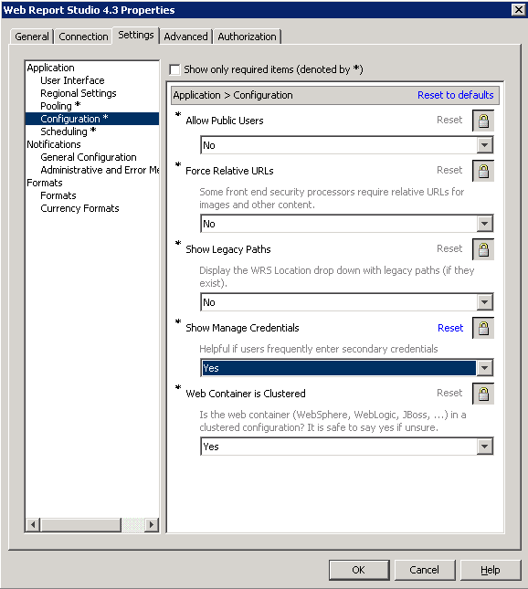 Selecting Show Manage Credentials