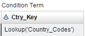 Expression Lookup('Country_Codes') for condition term Ctry_Key