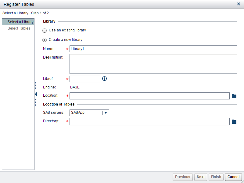 Register Tables – Create a new library