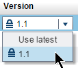 Version drop-down menu in the rule flow editor