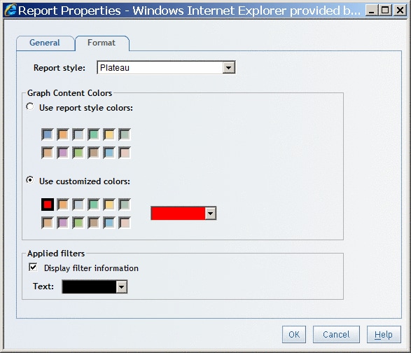 A Customized Color Specified in the Format Tab of the Report Properties Dialog Box