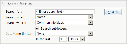 Search for Files Section in the Open Dialog Box