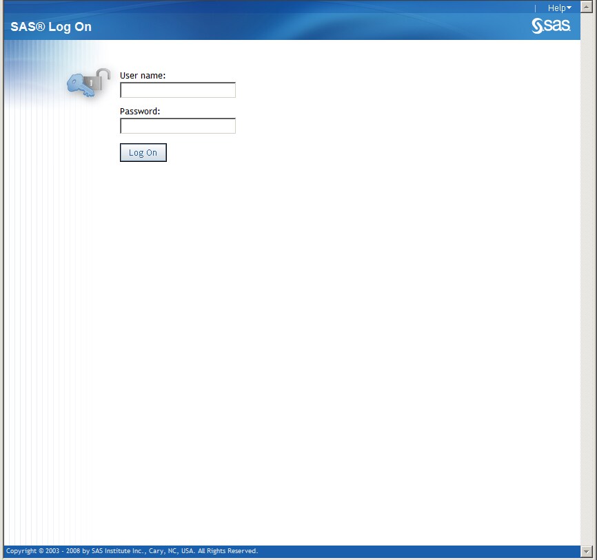 Log On Window for SAS Web Report Studio