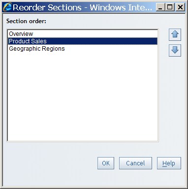 Reorder Sections Dialog Box