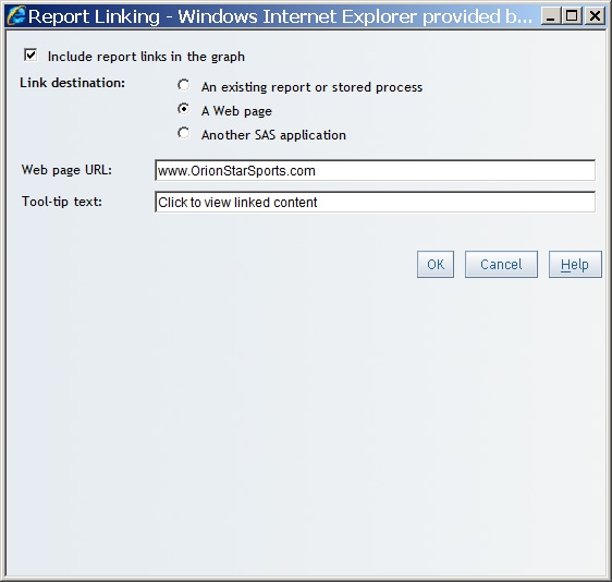Report Linking Dialog Box for a Graph