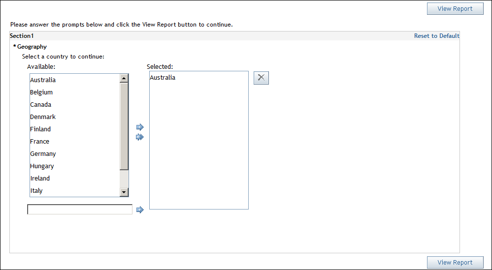 Prompted Filter for a Section Query