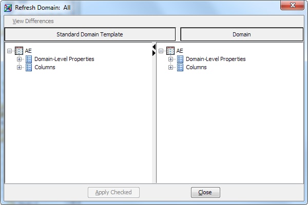 Refresh Domain dialog box