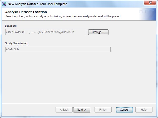 New Analysis Dataset From User Template wizard