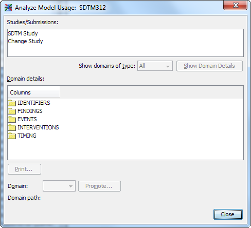 Analyze Model Usage dialog box