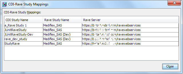 CDI-Rave Study Mappings dialog box