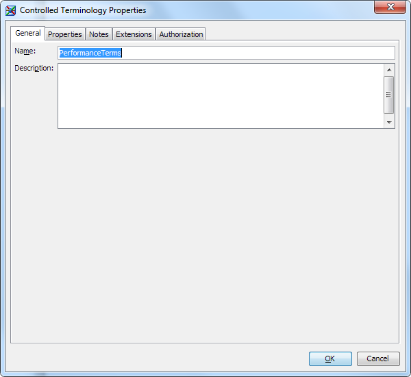 Controlled Terminology Properties dialog box