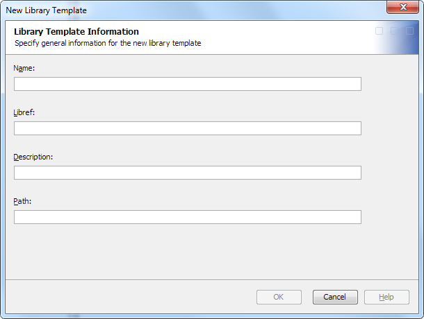 New Library Template dialog box