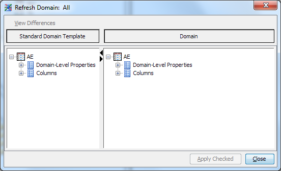 Refresh Domain dialog box