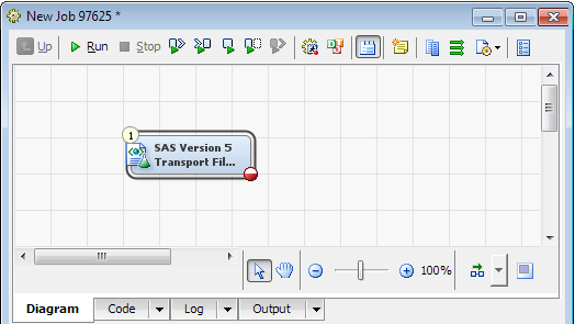 SAS Version 5 Transport File Export transformation on the Diagram tab