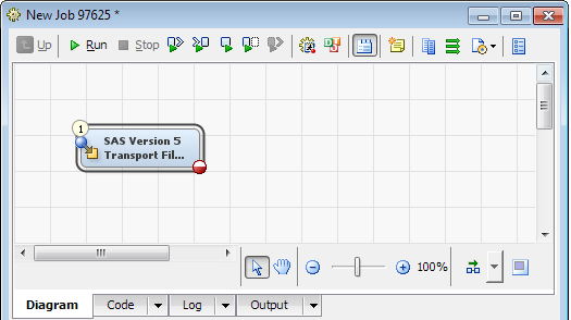 SAS Version 5 Transport File Import transformation on the Diagram tab