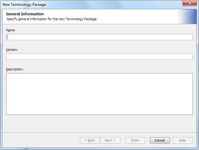 New Terminology Package wizard