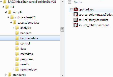 Example folder hierarchy for a CDISC ADaM sample study