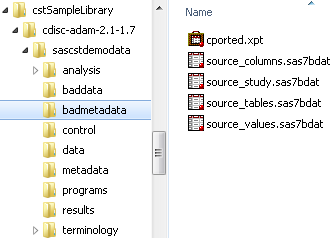 Example folder hierarchy for a CDISC ADaM sample study