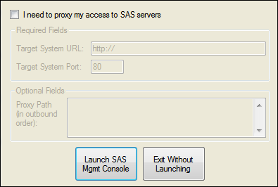 Proxy window box for SAS Management Console